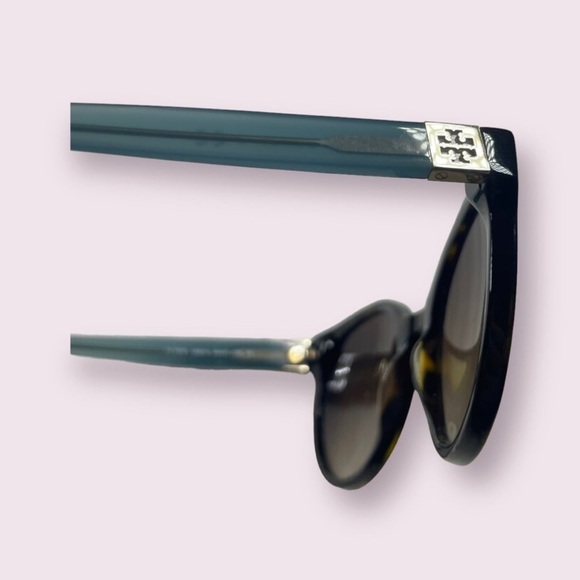 Tory Burch Sunglasses TY 7079 Round Blue Tortoise Frames Gold Logo - Picture 5 of 7